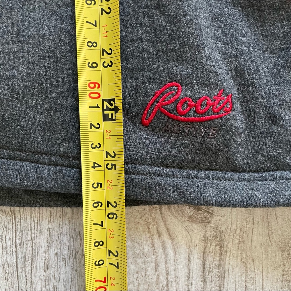Grey Hoodie w/ Patterned Hood and Red Drawstrings-Roots-Size S - Picture 5 of 6
